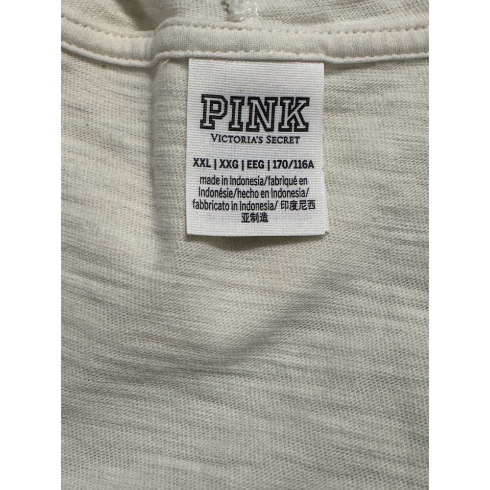 Victoria's Secret PINK Ivory Full Zip Hoodie XXL Lightweight Cropped - Picture 4 of 7